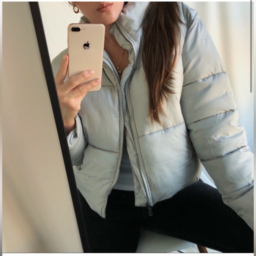 Quilted puffer in light grey